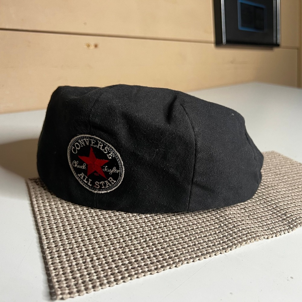 Converse All Star Chuck Taylor Flat Cap Black Cotton Driving Hat Vintage Style